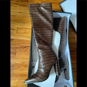 Tony Bianco Lucille Choc Croc Boot.